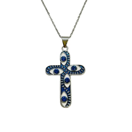 necklace steel silver blue smalto with blue eye